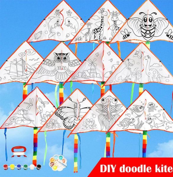 Graffiti de tela de poliéster Kites de bricolaje completo Práctica de buen clima Kit Creative Sport Toys Outdoor Children2370779