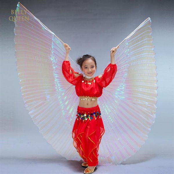 Polyester Kids Isis Wings Enfants Belly Dancing Wings Or Argent Blanc avec Sticks303y