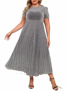 Polyester Plus Size élégant et joli Lg gris femmes fête Dres pas cher décontracté à manches courtes Dres offre liquide Ati Z8PH #