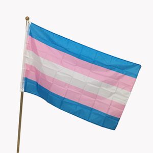Polyester arc-en-90x150cm drapeaux transgenres Gay Pride bannière rose bleu LGBT drapeau bannière drapeaux fête fournitures arc-en-drapeau BH2015 TQQ