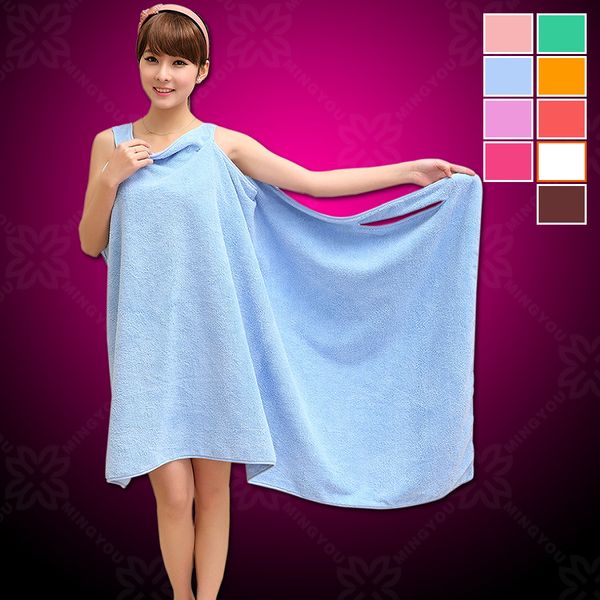 Toallas de baño mágicas Lady Girls SPA Toalla de ducha Envoltura corporal Bata de baño Albornoz Vestido de playa Toalla mágica portátil 9 colores 155 * 80 cm MK281