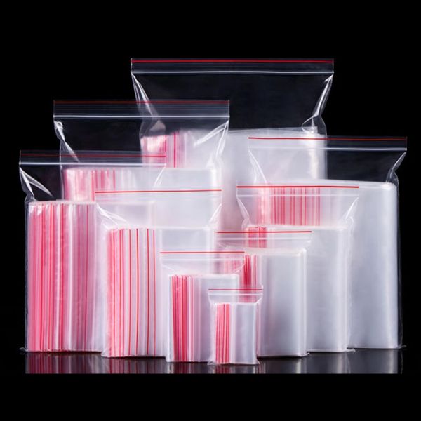 Sacs d'auto-étanchéité en polyéthylène, sacs d'étanchéité transparents, sacs en plastique épaissis en gros, divisés en sacs d'emballage, personnalisés par les fabricants