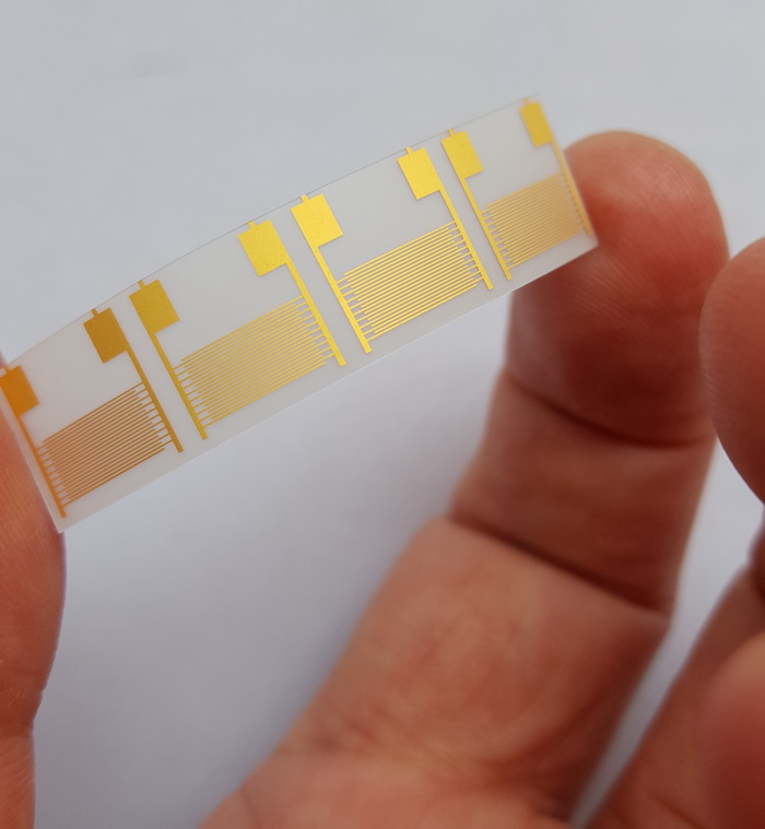 100 um Polyethylenterephthalat-Kondensatorsensor Goldelektrode PETFlexible ineinandergreifende Elektrode 10 mm * 10 mm