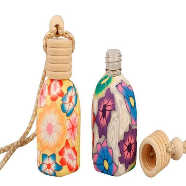 Diffuseurs d'huiles essentielles en argile polymère Bouteille de parfum de voiture Accessoires de voitures Décoration suspendue Parfums Pendentif Bouteilles Parfum Désodorisant Ornement