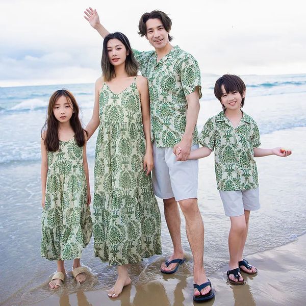 Polinesia Ropa Familia Familia Momio de playa Momio e hija Boho Dress Papá e hijo camisas de vacaciones Padre Madre Kids Carging 240323