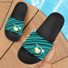 Chanclas de verano antideslizantes con estampado de Plumeria polinesia para mujer, sandalias elegantes para mujer, zapatillas suaves para casa para mujer