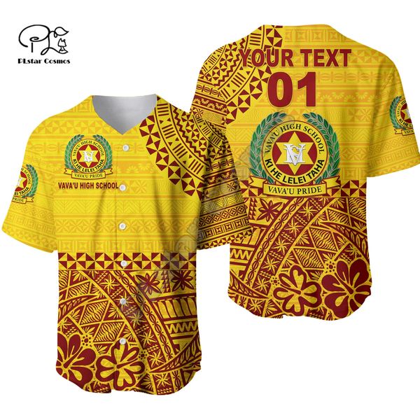 Polynésien Tonga Liahona Hight School Tattoo Tribal Retro 3dprint Summer Summer Casual Baseball Shirts Jersey Sleeves courtes x1