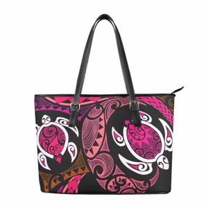 Patrón de tortuga polinesia bolso de mano de moda viaje diario fiesta embrague hawaiano tribal lujo casual bolsa de sillín regalo Bolsos Mujer 14eN #