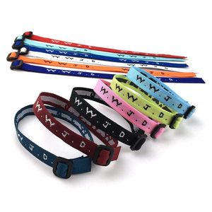 Pulsera Polyter Jacquard que dice WWJD Ajustable Mh Custom WWJD Pulseras Woven2796