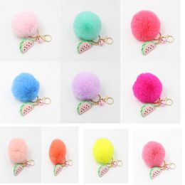 Pom porte-clés fausse fourrure de lapin boule porte-clés porte clef pompon de fourrure moelleux sac charmes pastèque porte-clés porte-clés df151