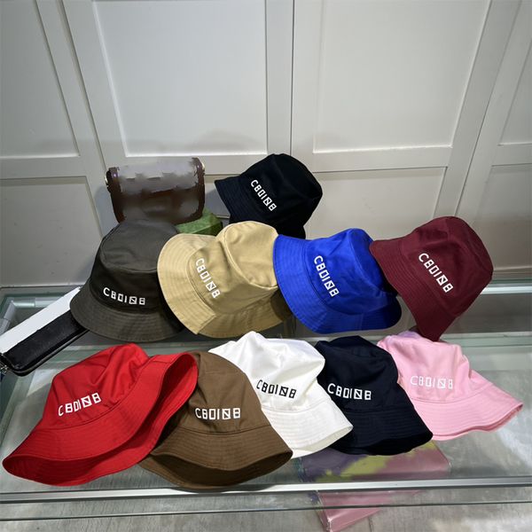 Sombrero de cubo de 9 colores para hombres y mujeres, sombreros de diseñador de marca con bordado de letras, gorra de protección solar para viajes, sombrero para el sol