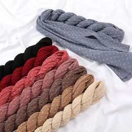 Pom Pom bulle mousseline de soie Hijab écharpe femmes plaine longue châle enveloppement musulman Maldives bandeau islamique Hijabs Sjaal couleur unie Turban