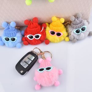 Porte-clés Pom pom, accessoire de voiture, boule en fausse fourrure douce, pendentif de sac, bijoux cadeaux pour filles, fausse fourrure de lapin pour femmes