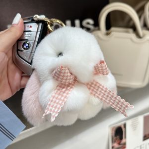 Pom Pom Rabbit Car Keychain Sac à dos Pendant Ladies Femmes Bag Charme Jouet en peluche mignon