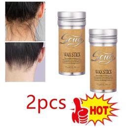 Pomades cire 2pcs 75g Hair Breaking Art Wax Stick Gel Gel Crème Curl Fixed Fluffy Lace Men and Women Q240506