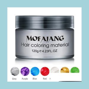 Pommades Cires Mofajang Hair Wax 120G Sier Grandma Grey Pommade 8 Couleurs Jetable Fashion Styling Argile Coloration Mud Cream Drop Del Dhhmf