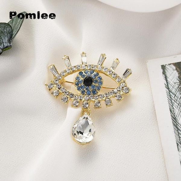 Pomlee oeil forme cristal broche néo-gothique femmes accessoires mode coréenne alliage Blouse Medicale Femme Broches Para Ropa