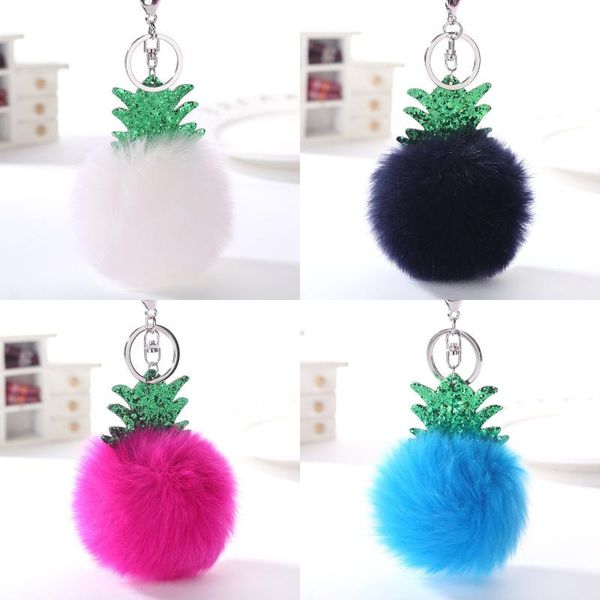 Pompon moelleux porte-clés fausse fourrure boule arbre de noël porte-clés ananas porte-clés porte-clés sac à main pendentif cadeau 16 Styles