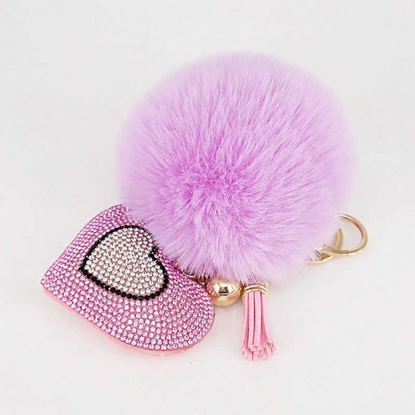 Pompon porte-clés strass coeur femmes sacs porte-clés accessoires faits à la main porte-clés pendentifs charmant Suspension décoration G1019