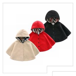 Poncho 3 couleurs bébé marque vêtements coupe-vent garçons filles épaissir chaud manteaux à capuche vêtements d'extérieur enfants cape enfants châle détail goutte de dhgfs