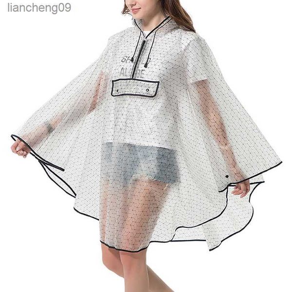 Poncho reutilizable impermeable EVA mujeres capa de lluvia impermeable hombres con capucha Poncho para turista al aire libre mochila bicicleta montar senderismo L230620