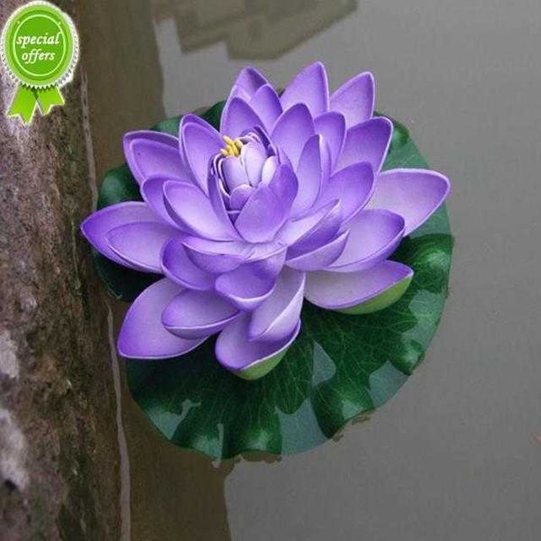 Décor d'étang simuler nénuphar avec 2 couches fleur réservoir de poisson décoration de piscine fleur de Lotus artificielle flottante 18 CM/28 CM