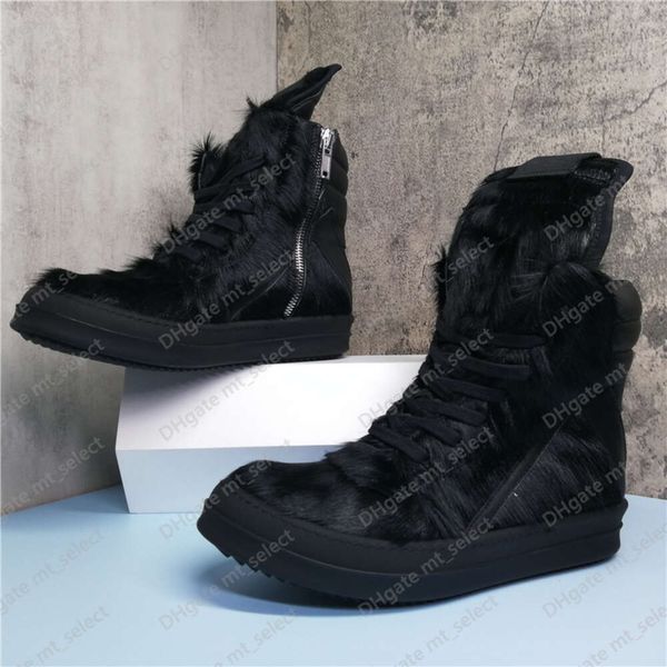 Botines de pelo de poni, botas cortas de cuero de moda para hombre, zapatillas de deporte masculinas de estilo Punk p25d50