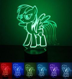 Pony nachtlampje usb voeding buttonstyle sevencolor led creatieve 3d thuis slaapkamer tentoonstellingszaal gangpad sfeer5864664