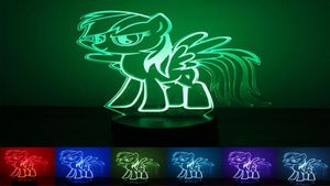 Poney veilleuse usb alimentation bouton style sept couleurs led créative 3d maison chambre hall d'exposition allée atmosphère 1574788