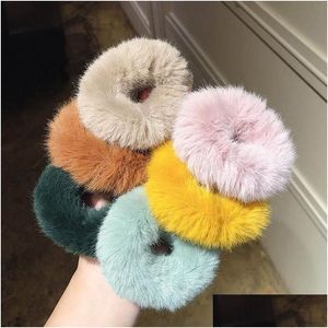 Paardenstaarten Houder Ins 50 stks/partij Herfst Winter Bont Vrouwen Scrunchies Mode Meisjes Haar Haarband Accessoires Voor Hoofdbanden Drop Deliv Dhvog