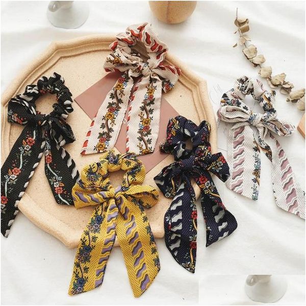 Pony Tails Holder Ins Fleur Femmes Chouchous En Mousseline De Soie Floral Bowknot Cheveux Filles Bandeaux Enfants Cravate Accessoires Pour Drop Delivery Juif Dhaqy