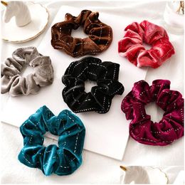 Pony Tails Holder Nieuwe Colorf Veet Scrunchies Solid Hair Ring Ties For Girls Ponytail Holders Rubberen Band Gold Hairband Accessories D DHGEV