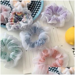 Paardenstaarten houder Ruoshui vrouw zoet borduurwerk scrunchies haaraccessoires meisjes organza stropdassen ornamenten rubberen band elastische haarband Dhalx