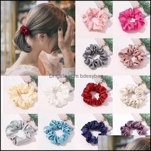 Pony tails sieraden sieradensmooth satijnen scrunchies solide kleur elastische stropdassen banden voor dames meisjes haar aessories luxe zijden paardenstaarthouder