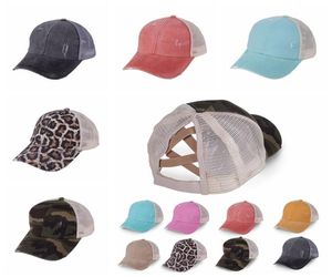 Ponytail Baseball Cap 10 couleurs chapeaux de chignon en désordre pour femmes Coton Snapback Cotton Casqueur Summer Sun Visor extérieur CCA12271 4318180