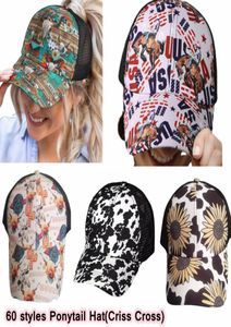 Party Pony Baseball Cap Party Favor Wasted Disted Messy Buns Ponycaps Leopard Criss Cross Trucker Mesh Hats ZZA32242622381