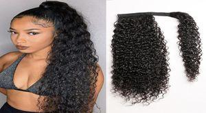 Extensions de queue de cheval cheveux humains cordon droit brésilien Remy envelopper autour pour les femmes noires 4011788