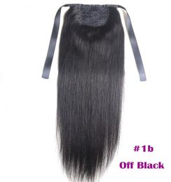 Extensions de queue de cheval crépus droites pour femmes 100g couleur 1B noir naturel 100 Extensions de queue de cheval de cheveux humains Remy 60g 16quot 403817761