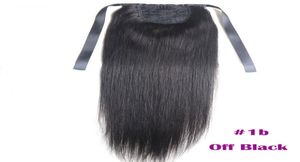 Extensions de queue de cheval pneose droite pour les femmes 100g couleur 1b Naturel Natural 100 Remy Human Hair Extensions Ponytail 60g 16quot 408386569