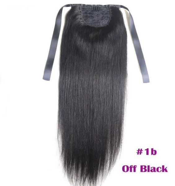 Extensiones de cola de caballo Kinky Straight para mujeres 100 g Color 1B Natural Negro 100 Extensiones de cola de caballo de cabello humano Remy 60 g 16quot 403817761