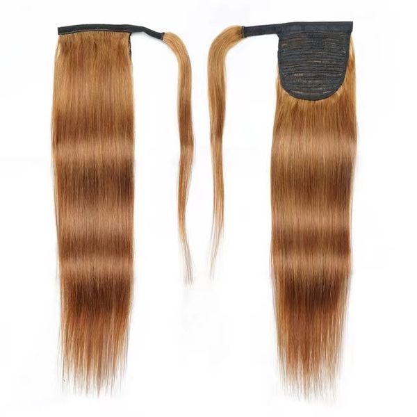 Peinilla de cola humana de caballo Remy recta Europa Ponytail Peinado 120G 100%Natural Central de cabello en Extensiones Mujeres Tornillo