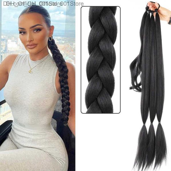 Ponytail sintética Boxeo larga trenza 32 pulgadas envueltas alrededor del cabello extendiendo el cabello longitud de la cola falsa resistente al calor adecuado para mujeres z230816