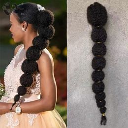 Paardenstaarten 18 "Synthetisch Kinky Steil Haar Bubble Paardenstaart Afro-Amerikaanse Wrap Synthetisch Trekkoord Afro Bladerdeeg Paardenstaart Hair Extensions 230725