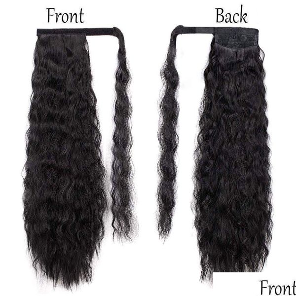 Ponytails 24 Largo Alto Ondulado Rizado Pony 160G Extensiones de cola de caballo de cabello humano real Dstring Tie Up Tails Piece Drop Entrega Productos Dh6O0