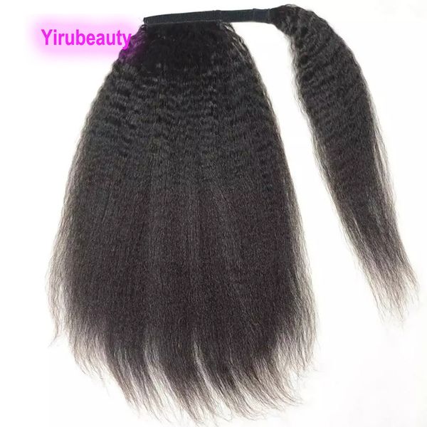 Queues de cheval Afro Kinky Curly Indian Virgn Hair Body Wave 100% Extensions de cheveux humains 75-100g Couleur naturelle