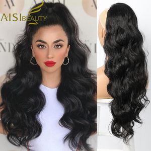 Paardenstaarten aisi Beauty Synthetische Long Body Wave Ponytail Extensions for Women Drawring Ponytail Clip In Hair Extensions Black Blonde Red 230529