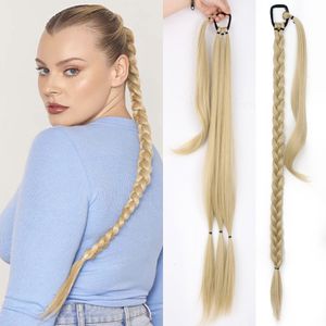 Paardenstaarten AZQUEEN Synthetische Lange Gevlochten Paardenstaart Hair Extensions 85 CM Natuurlijke Blonde Vlecht Staart met Haar Elastische Band voor Vrouwen 230613