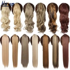 Colas de caballo HAIRRO 17''23'' Cola de caballo larga y recta Envoltura alrededor de la cola de caballo Clip en extensiones de cabello Postizo natural Headwear Pelo sintético 230518