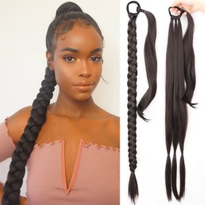 Cola de Caballo Larga Recta Trenzada Cola de Caballo Envoltura Alrededor de Extensiones de Cabello DIY 85 cm Natural Negro Rubio Trenza Sintética Postizos Para Mujeres 230407