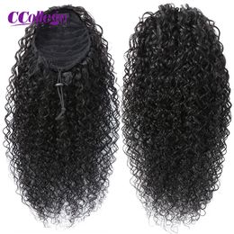 Queues de cheval Queue de cheval Extensions de cheveux humains Bouclés Extensions de queue de cheval Cordon Cheveux raides CCcollege 8-30 Pouces Afro Kinky Curly 230529